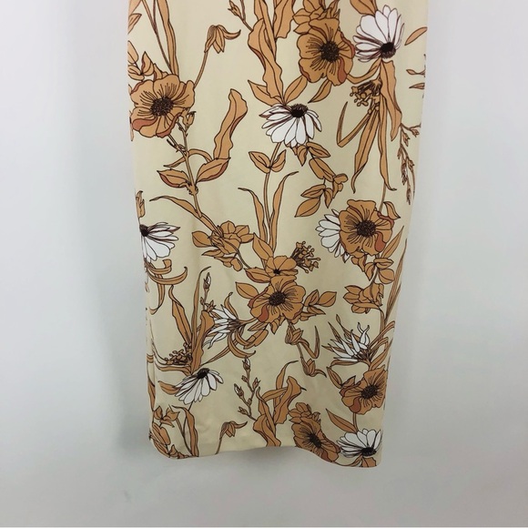 NWT Rachel Roy Nude Floral Printed Midi Dress Bodycon Cold Shoulder Sheath Dress - Picture 5 of 9